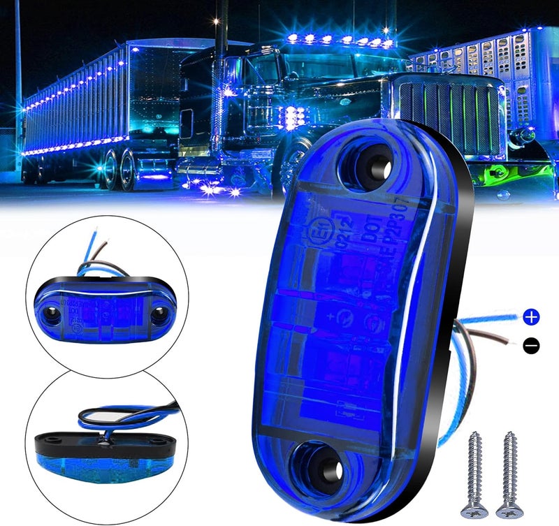 ALFU 10 Pack Blue DC12-24V IP68 Waterproof LED Trailer Lights Kit Front Rear LED Side Marker Clearance Indicators Light for RV Camper Truck Van Caravan Boat - Image 4